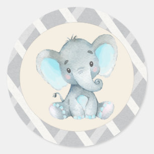Blue Elephant Baby Shower Stickers