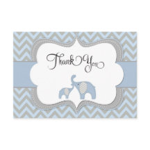 Blue Elephant Baby Shower Thank You Card