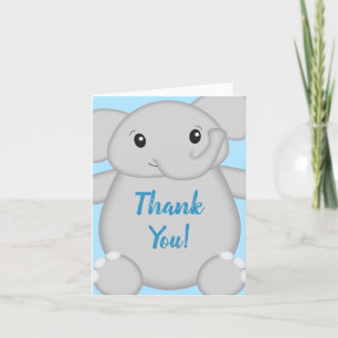 Blue Elephant Baby Shower Thank You Card