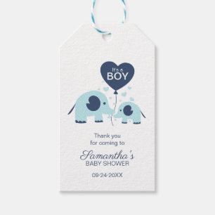Blue Elephant Baby Shower Thank You Favour Gift Tags