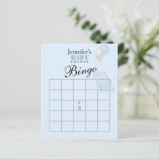 Blue Elephant Bingo Game Baby Shower