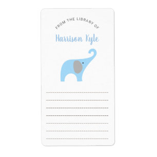 Blue Elephant book baby shower, bookplates
