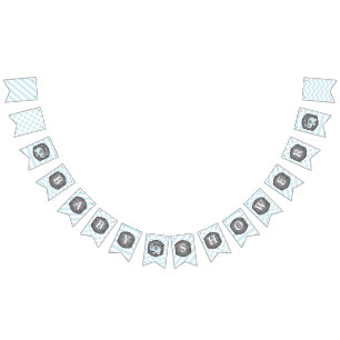 Blue Elephant Bow-tie Baby Shower Bunting Flags