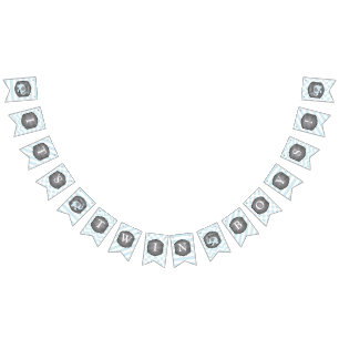 Blue Elephant Bow-tie Twin Boys Baby Shower Bunting Flags