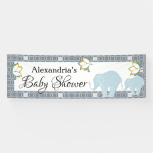 Blue Elephant Boy Baby Shower Banner