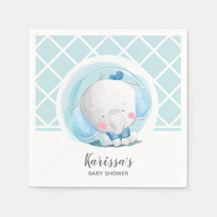 Blue Elephant Boy Baby Shower Napkin