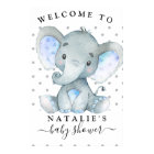 Blue Elephant Boy Baby Shower Welcome Sign