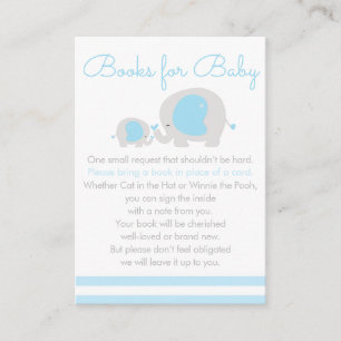 Blue Elephant Boy Books for Baby Invitation Insert
