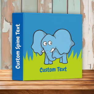 Blue Elephant Cartoon 3 Ring Binder