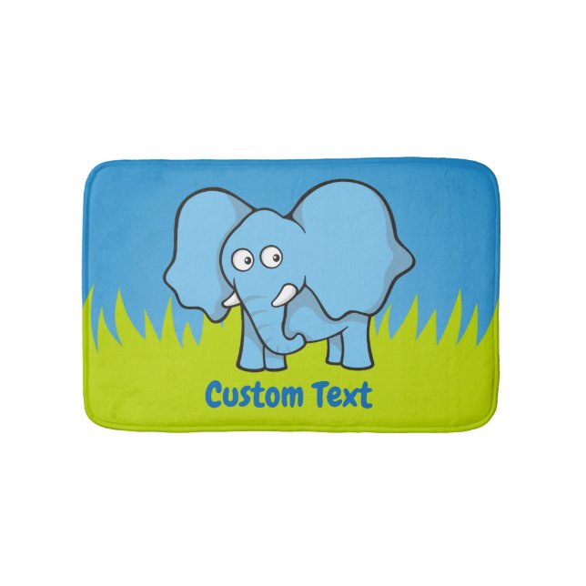 Blue elephant cartoon bath mat (Front)