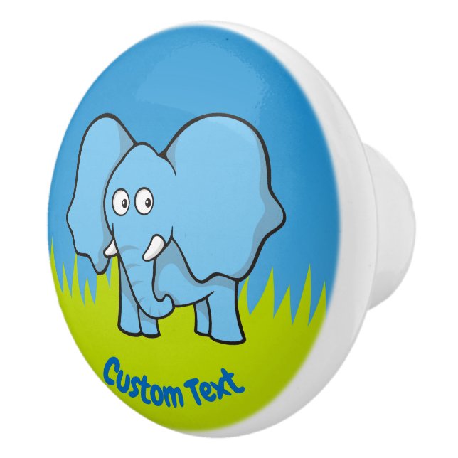 Blue elephant cartoon ceramic knob (Right)