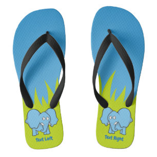 Blue elephant cartoon flip flops