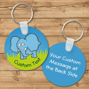 Blue Elephant Cartoon Keychain