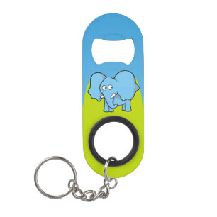 Blue elephant cartoon keychain bottle opener