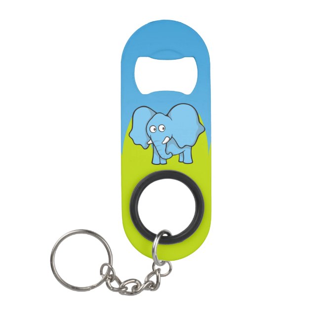 Blue elephant cartoon keychain bottle opener (Front)