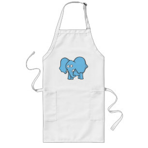Blue elephant cartoon long apron