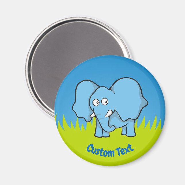 Blue elephant cartoon magnet (Front/Back)