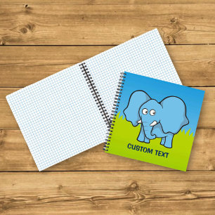 Blue Elephant Cartoon Notebook