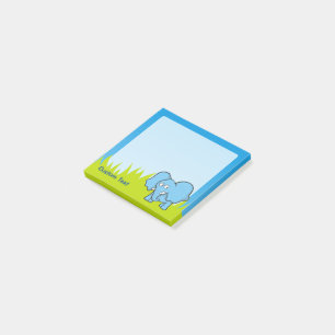 Blue Elephant Cartoon Post-it Notes