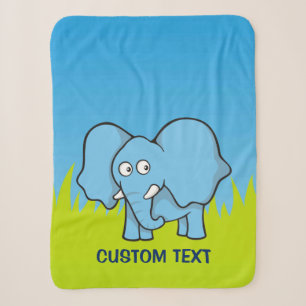 Blue Elephant Cartoon Sherpa Blanket