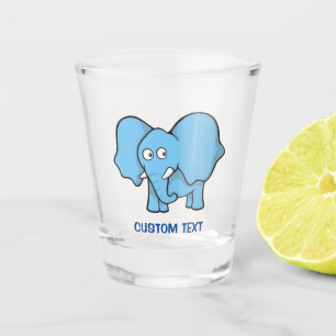 Blue Elephant Cartoon Shot Glass