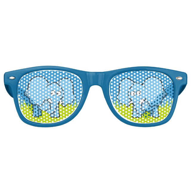 Blue Elephant Cartoon Sunglasses (Front)