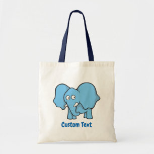 Blue elephant cartoon tote bag