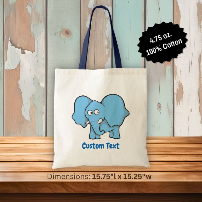 Blue elephant cartoon tote bag (Creator Uploaded)