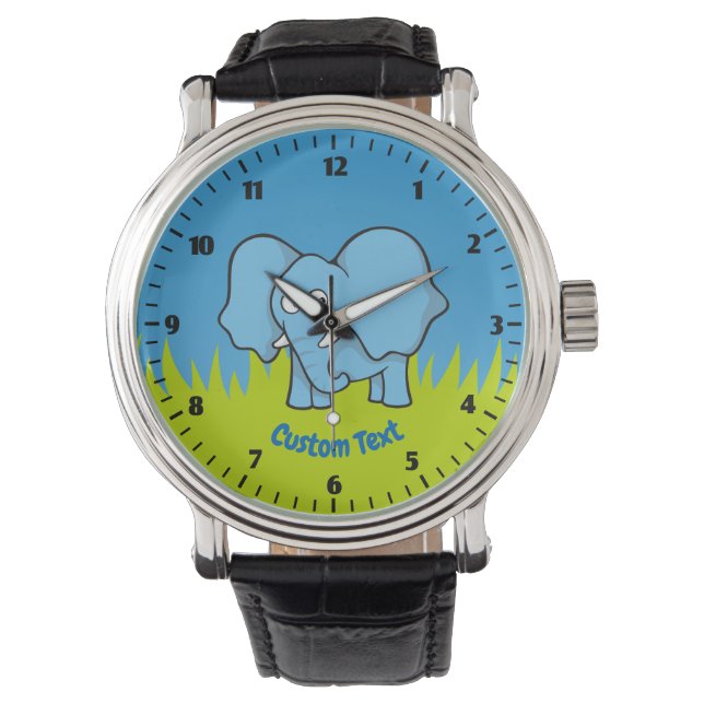 Blue elephant cartoon wrist watch (Front)