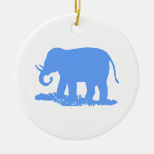Blue Elephant Ceramic Ornament