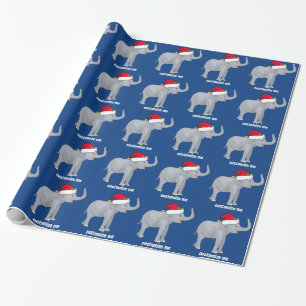 Blue Elephant Christmas Cute Custom Pattern Wrapping Paper