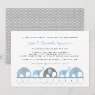 Blue Elephant Couples Baby Shower Invitation