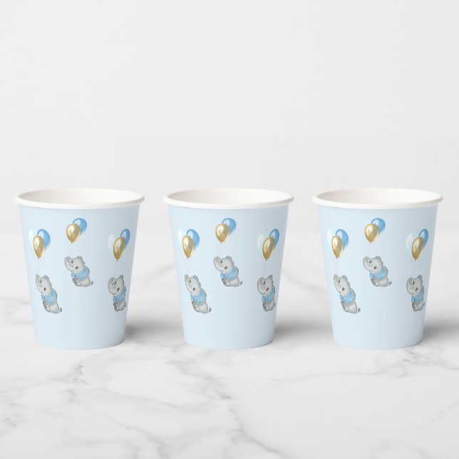Blue Elephant Cups baby shower  (Multi)