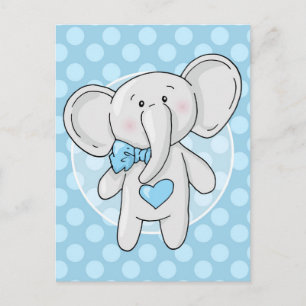 Blue Elephant - Cute Baby Boys Room Nursery Postcard