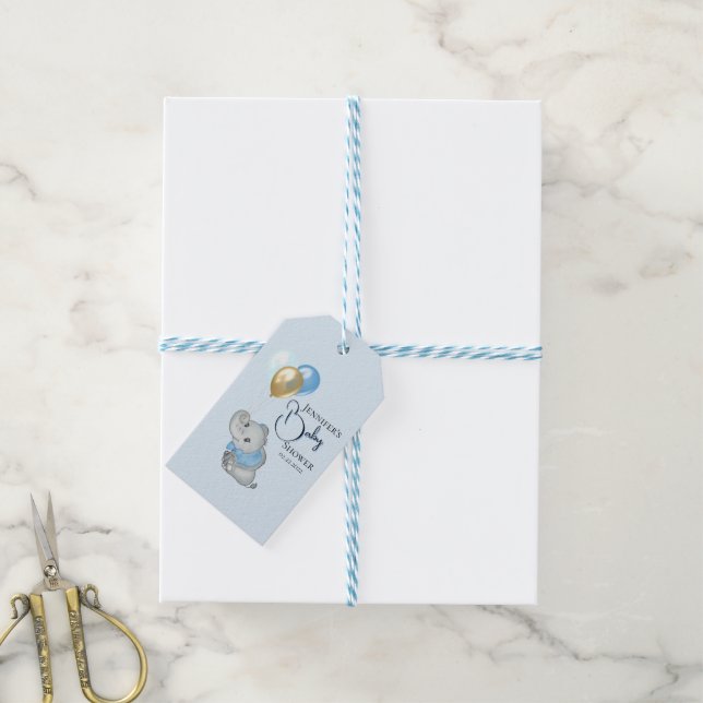 Blue Elephant Gift tags (With Twine)