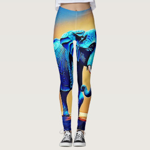 Blue Elephant Glow Design  Leggings