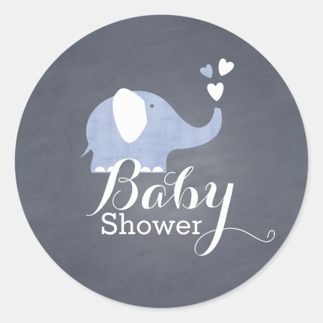 Blue Elephant Heart Classic Round Sticker (Front)
