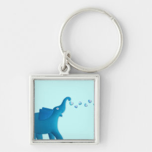 blue elephant heart keychain