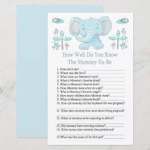 Blue elephant How well do you know baby shower