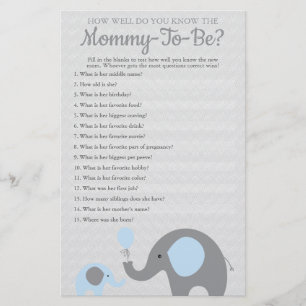 Blue Elephant How Well Do You Know The Mommy To Be Flyer