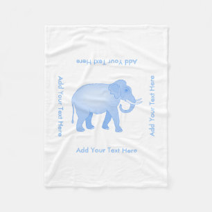 Blue Elephant - Indian Elephant - Baby Boy Fleece Blanket