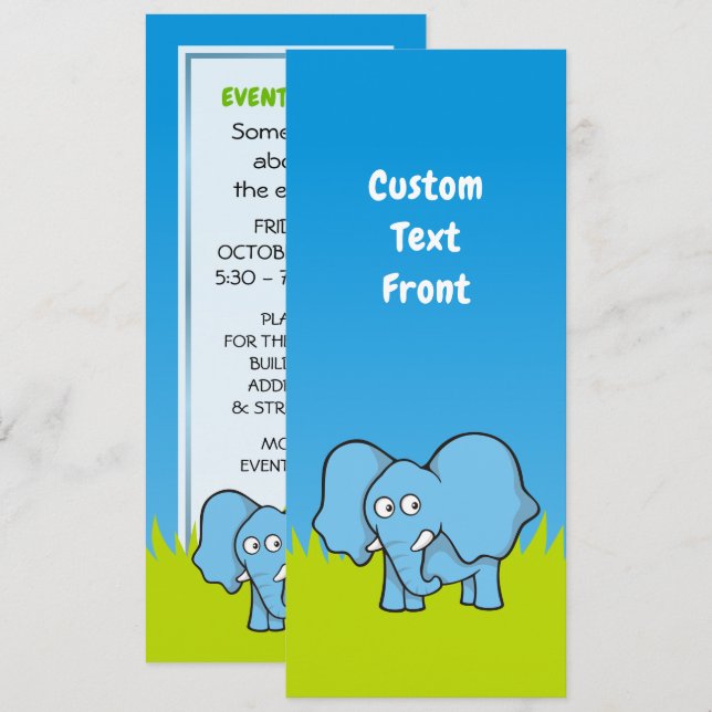 Blue Elephant Invitation (Front/Back)