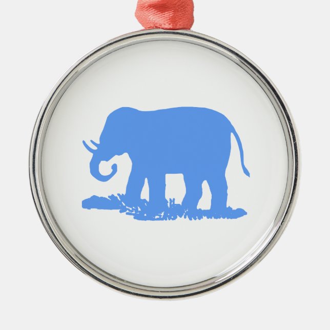 Blue Elephant Metal Ornament (Front)