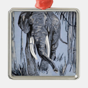 Blue Elephant Metal Ornament