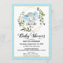 Blue Elephant Modern Baby Shower