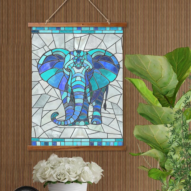 Blue Elephant mosaic art Hanging Tapestry (Creator Uploaded)