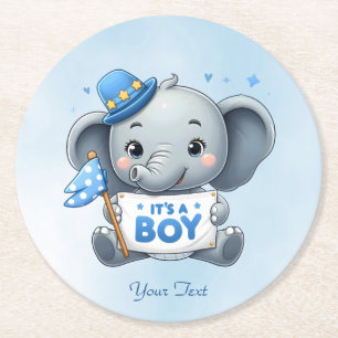 Blue Elephant Paper Coaster