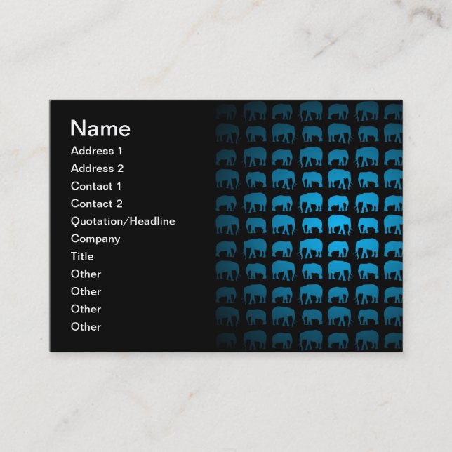 Blue Elephant Pattern Business Card (Front)