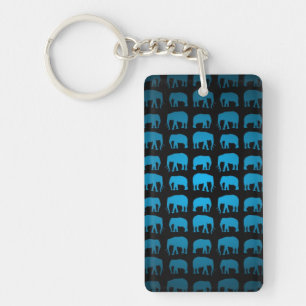 Blue Elephant Pattern Keychain