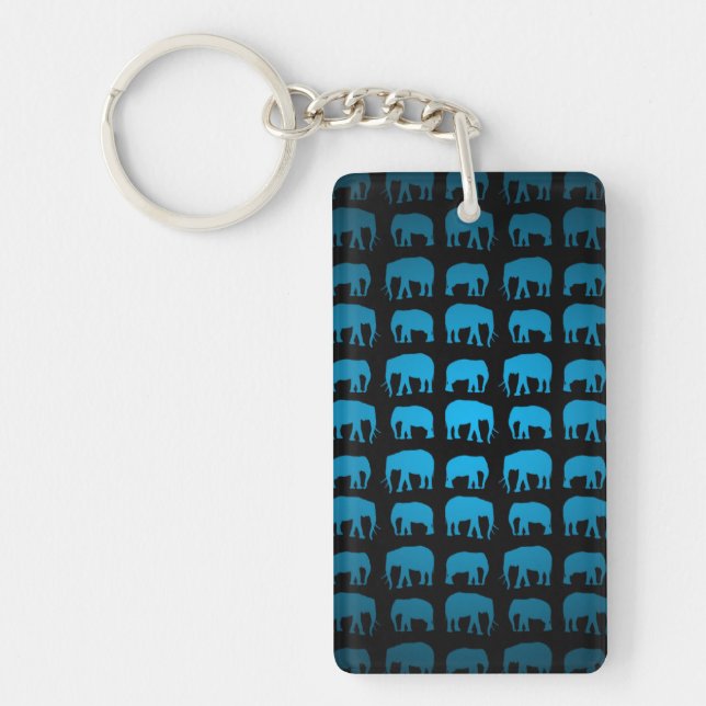 Blue Elephant Pattern Keychain (Front)
